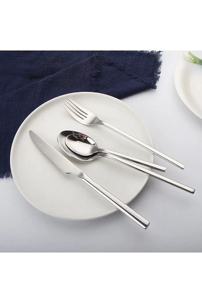 VAV GET 24-Piece Flatware Cutlery Set Service for 6 People, Elegant & Durable Design, Sliver.