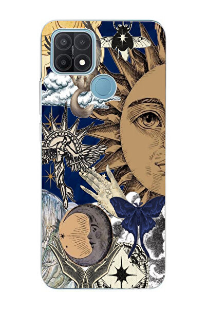 moonset Oppo A15 / A15S Uyumlu Güneş Kolaj Tasarımlı Baskılı Şeffaf Telefon K...