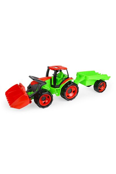 LENA Tractor with trailer and Gigant bucket, Lena, green with red, 108 cm, plastic