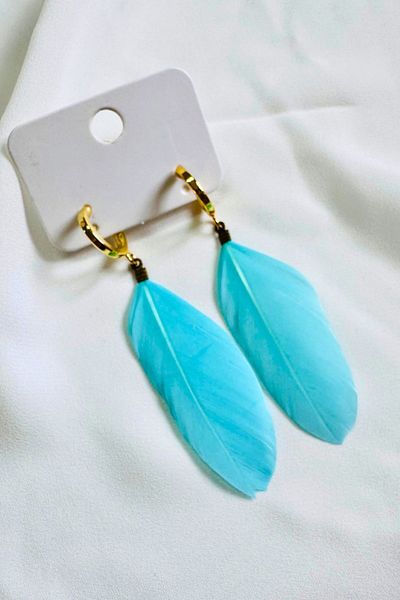 PETEK AKSESUAR LONG FEATHER BOHEM HOOP EARRING