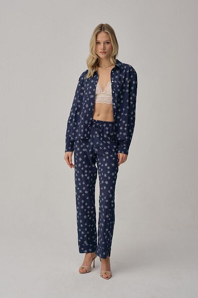Pierre Cardin Vegan Women's Silk Pajama Set with Bralet - Lx.25234 Navy