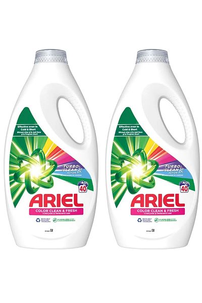 Ariel Detergent lichid Color Clean, 40 de spălări, 2L X 2