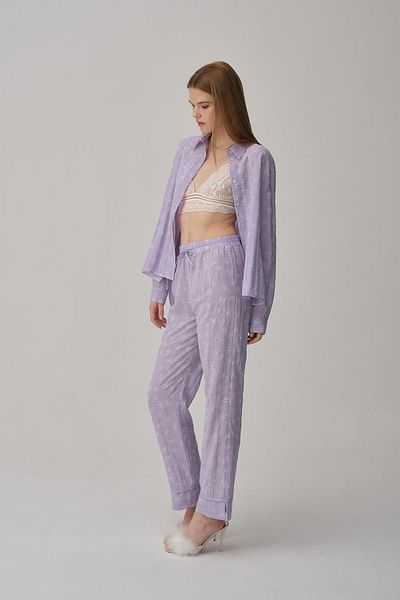 Pierre Cardin Vegan Women's Silk Pajama Set with Bralet - Lx.25234 Lilac