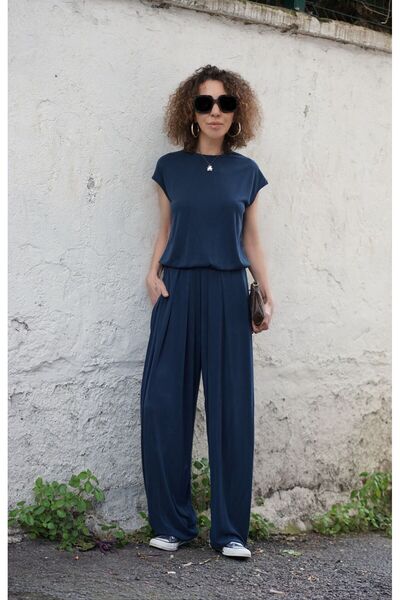 Zelish My Sister Μπλε ναυτικό Oslo Modal υφασμάτινη φόρμα φαρδιά