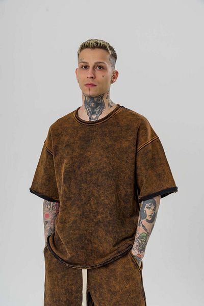 go gang own Тениска Next Level Washed Dirty Collar 3 Thread Oversize