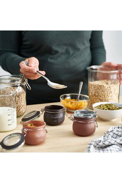 IKEA Korken Glass Jar with Lid, Assorted Colors, 13 Cl, 3 Units