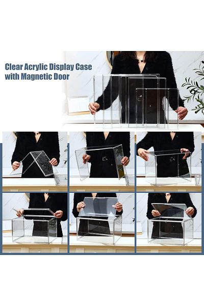 COOYA Large Display Box, 8PCS, Magnetic Door, Stackable, Transparent Acrylic, Suitable for Bag Displays