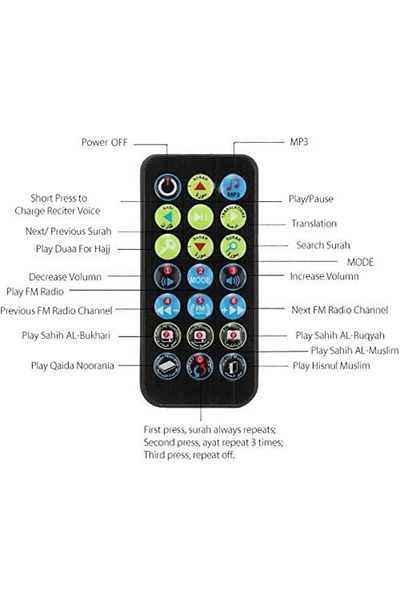 AWH Remote Control Quran Speaker Bluetooth 18 Reciters, Multi-Language Translation -Assorted Colors