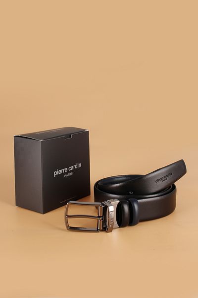 Pierre Cardin Διπλό 01 Γνήσιο δέρμα Ανδρική ζώνη διπλής όψης ΜΑΥΡΟ-ΜΠΛΕ