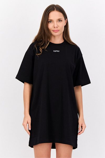 Esprit Women Embroidered Logo Shirt Dress, Black