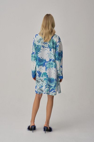 Pierre Cardin Set cămașă de noapte pentru femei din satin de mătase vegană - Lx.25223 Albastru