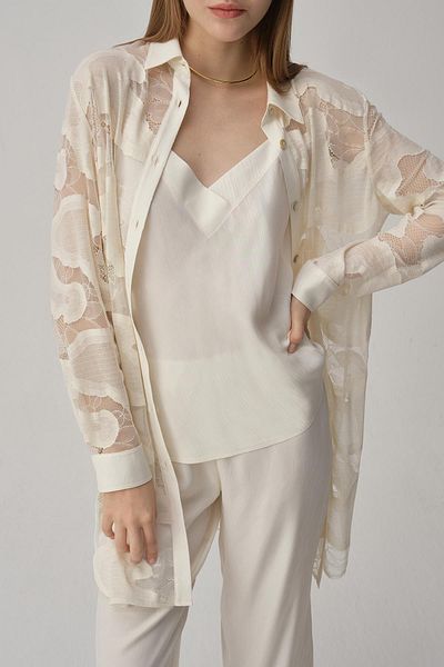 Pierre Cardin Σετ Γυναικεία Πιτζάμα Kimono - Lx.25236 Ivory