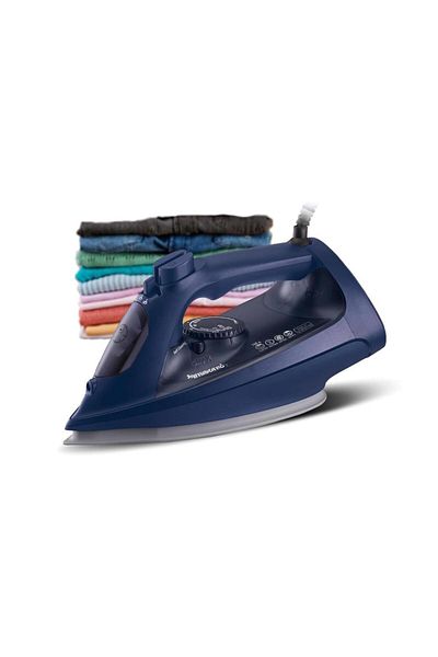 PANASONIC Steam Iron Powerful 2600W Performance,Ceramic soleplate,Anti-Calc System - Navy Blue