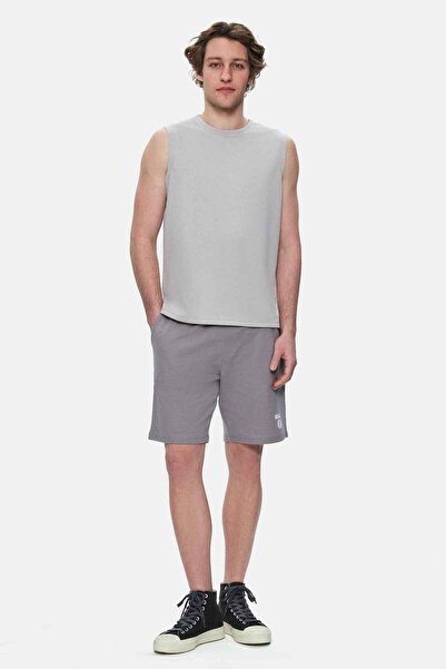 UCLA Bodhi Light Gray Crew Neck Zero Sleeve Printed Modal Fabric Oversize Men's Tshirt