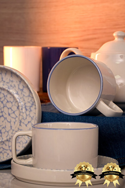 Heda Porselen Dalya 4 Parça 2 Kişilik Porselen Çay Fincan Takımı