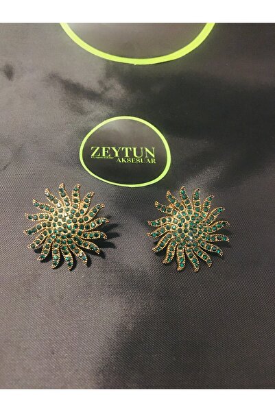 ZEYTUN Yeşil Kristal Taşlı Küpe
