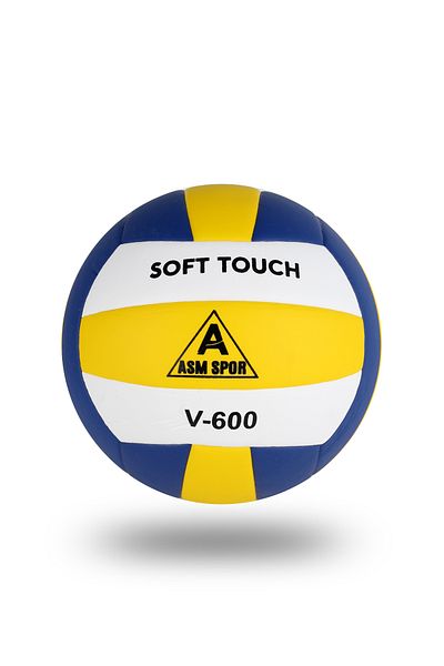 ASM SPOR كرة تدريب الكرة الطائرة ناعمة الملمس أصفر-أبيض-أزرق V600