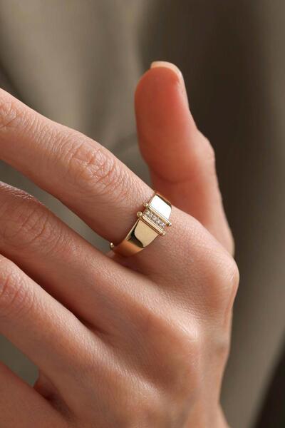 Bayar Gold 14 Ayar Altın Taşlı I Harf Yüzük