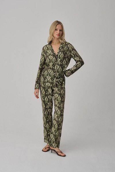 Pierre Cardin Women's Pajama Set with Piping Print - Lx.25224 Green