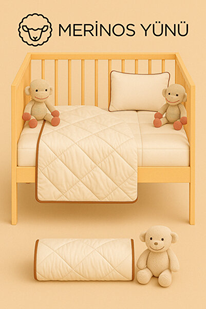 BEYAZLALE %100 Kuzu Yünü Bebek Çocuk Yorgan | Özel Çantalı Antialerjik Organi...