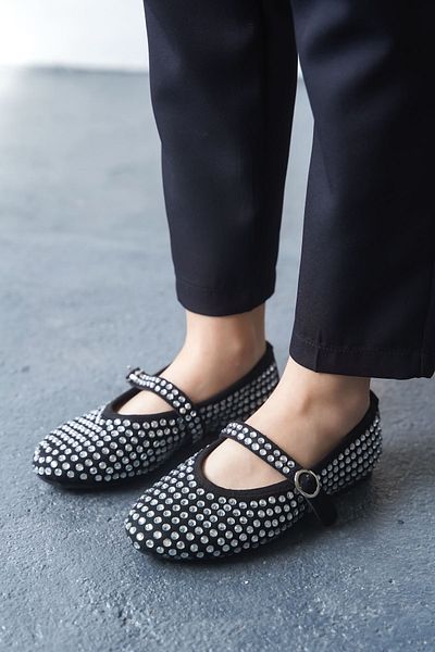MODAADAM Pantofi de balerină Xena Stone negri de damă