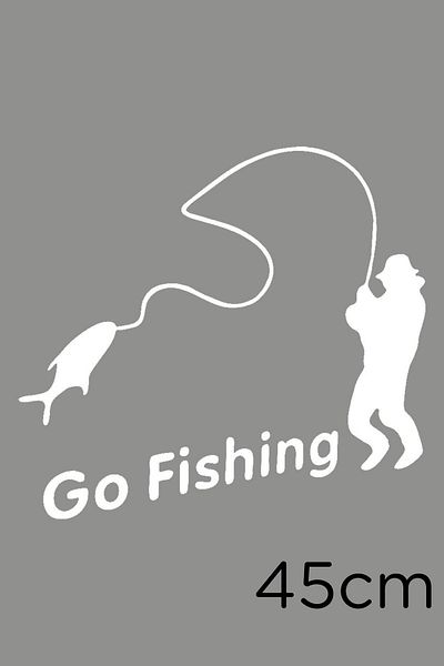MIGNATIS Let's Go Fishing Text Sticker Etichetă de lipire 45cm - Alb