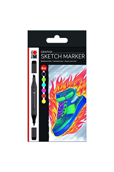 Marabu Graphic Sketch Marker - Heat 6 Color Set