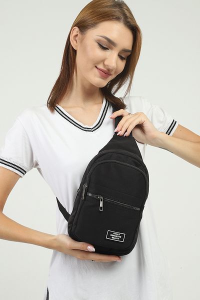 SHAKA Black U3 3 Compartment Adjustable Cross Strap Canvas Unisex Waist and Shoulder Bag B:30 E:15