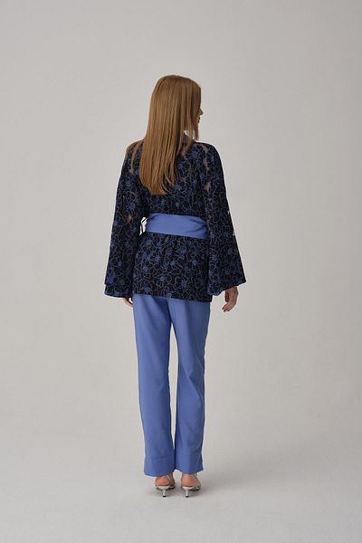 Pierre Cardin Set pijamale de damă cu kimono din mătase vegană - Lx.25231 Albastru