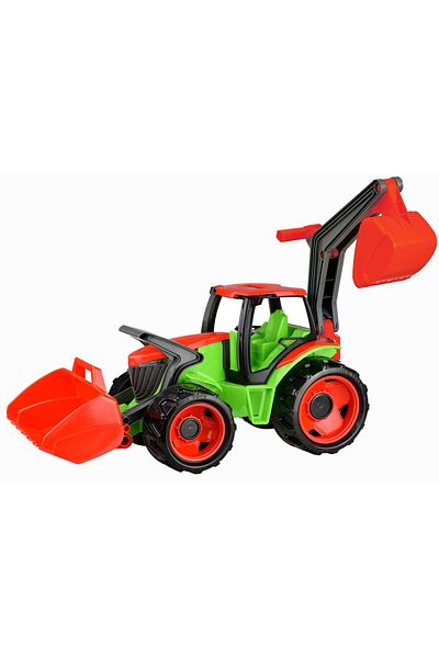 LENA Giant toy tractor, Lena, orange with green, 2 buckets, 102 cm, plastic