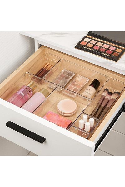 COOYA Drawer Organizer, 4 Sizes, Plastic Tray with Dot Accents, Non-Slip and Durable, Easy to Clean