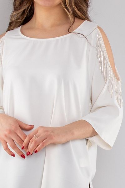 AYHAN Women's Off-Shoulder Stone Tassel Blouse