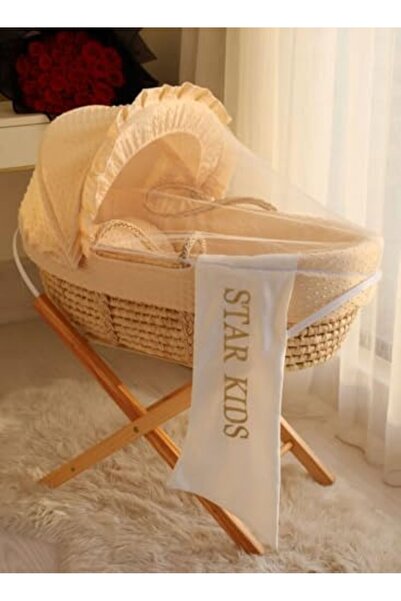 GENERAL Moses Basket Baby Crib Beige with Rocking Stand