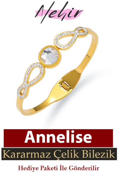 Nehir Fransız Serisi Altın Kaplama Modern Kararmaz Kadın 316L Çelik Lüks Hediye Bilezik