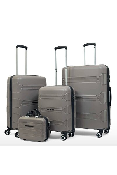 SADDLEBAG Lucas Pp Seyehat Valizi Kırılmaz Bavul Makyaj'lı 4 Lü Set Takım