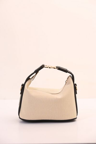 byFOX Fashion Hand, Shoulder and Crossbody Bag with Straw Detailed Linen Fabric