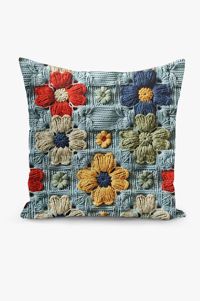 Filamente A Pair of Sided Digital Printing Throw Pillow Cover with Numbers and Knitted Motif