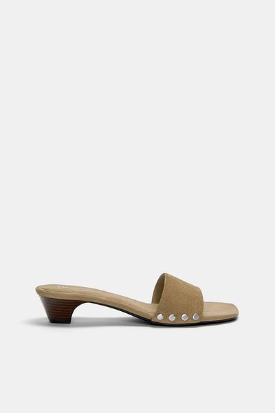 Pull & Bear Studded leather heeled sandals
