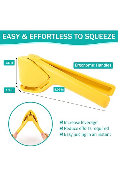 COOYA Lemon Squeezer, Easy Squeeze Manual Folding, Space Saving Storage (Yellow)