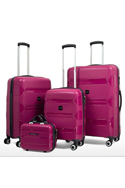 SADDLEBAG Lucas Pp Seyehat Valizi Kırılmaz Bavul Makyaj'lı 4 Lü Set Takım