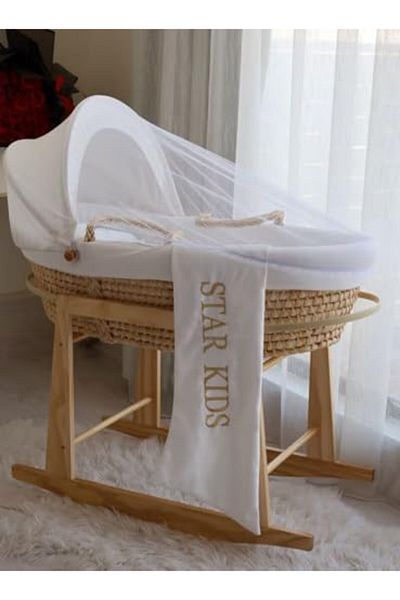 Generic Moses Basket for Newborns - White with Rocking Stand