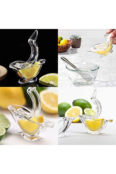 COOYA 2 PCS Lemon Slice Squeezer - Portable Bird Shape - Elegant Transparent Hand Juicer