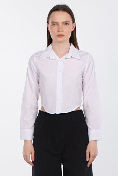 BARRELS AND OIL Crop Shirt - White