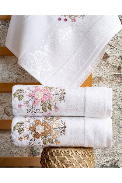 Hazangülü Buldan Üretim Dowry Embroidered Hazel Velvet 6-Piece Kitchen Towel I 30X50