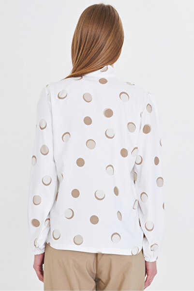 armonika Women's Mink Collar Tie Sleeve Elastic Blouse Arm-25K 001096