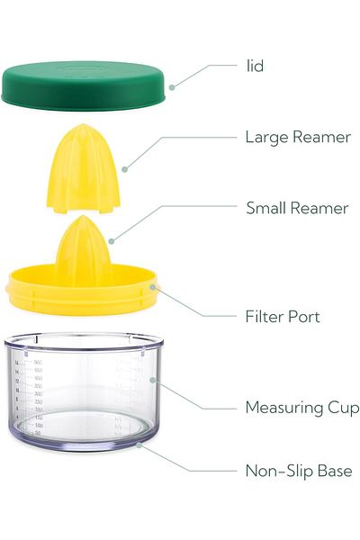 COOYA 2-in-1 Lemon Juicer with Built-in 16OZ Measuring Cup, Reamer and Non-Slip Base, BPA-Free