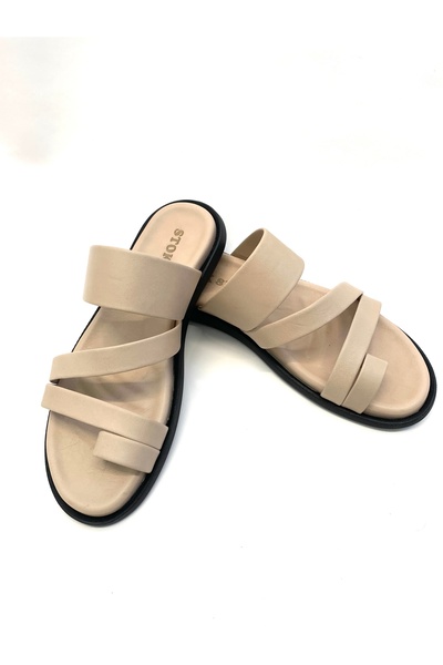 stok83 Men's Flip Flops Genuine Leather Slippers