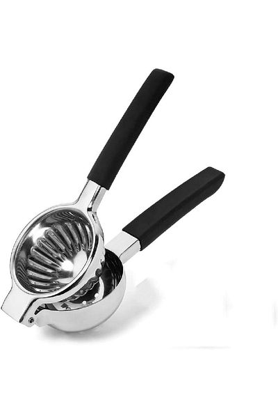 COOYA Lemon Squeezer, Premium Metal Manual Juicer with Large Bowl and Silicone Handles, Black