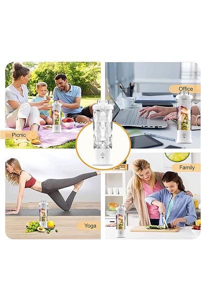 COOYA USB Rechargeable Portable Blender - 600ml Travel Smoothie Maker with 6 Stainless Blades