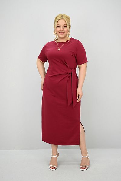 Koza Butik Rochie de damă cu mânecă scurtă, cu mânecă scurtă, cu detaliu de legare în talie 5303-25